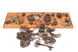A collection of antique and vintage padlocks.