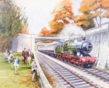 Alan Ward (20th Century), Steam train, Sydney Gardens - oil on canvas.