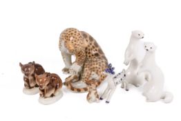 Seven USSR ceramic animals. Including a leopard, mouse, etc.