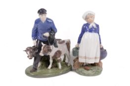 Two large Royal Copenhagen porcelain farm figures.