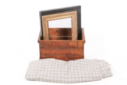 Two picture frames and a 'Cranberries' wooden crate and a Johnstons Home 100% wool blanket. (4).
