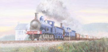 Alan Ward (20th Century) - Steam train, 'Scotties on Twerton Bank', oil on canvas board.