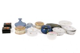 A collection of pill boxes.