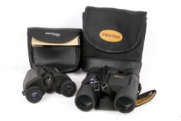 Two Pentax compact binoculars.