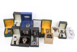 Twelve assorted gentlemen's wristwatches, boxed.
