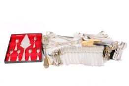 An assortment of 19th century and later silver and silver plate flatware.