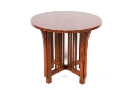 A circa 1930s Mission style circular oak centre table.