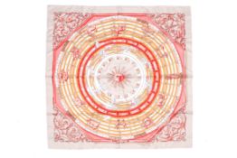 A Hermes 'Dies Et Hore' silk scarf designed by François Faconnet.