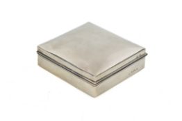 An early 20th century silver mounted square cigarette box.