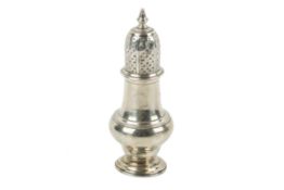 An early 20th century large silver pepper pot or sugar sifter.