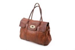 A Mulberry style 'Bayswater' brown grained leather handbag.