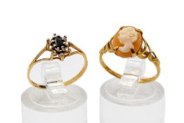 Two 9ct gold dress rings.