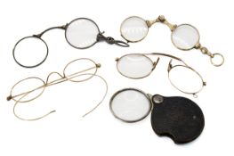 Five Victorian and later pince nez and spectacles.