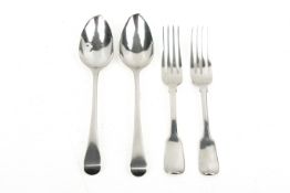 Four pieces of Georgian and Victorian flatware.