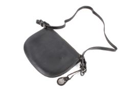 A vintage Mulberry black leather crossbody bag.