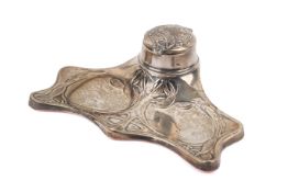 A silver mounted Art Nouveau ink stand.