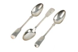 Three matching Georgian silver teaspoons.