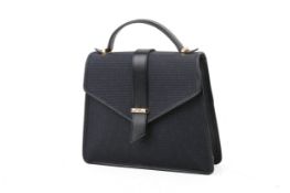 A Yves Saint Laurent black textured vinyl handbag.