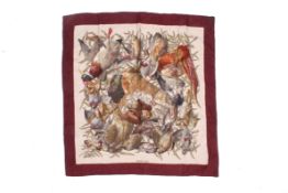 A vintage Hermes 'Gibiers' pattern scarf by Henri de Linares.
