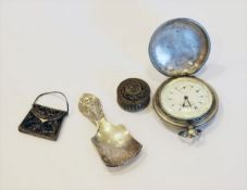 Konvolut: Silber Schlüssel-Taschenuhr, Schlüssel fehlen, Zifferblatt beschädigt, Funktion nicht