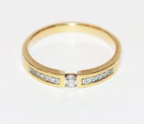 9 k Gelbgold Ring mit Diamanten, 3,1 gr., Gr. 60