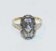 14 k Gelb- und Weißgold Ring mit kleinem Diamant, 2,5 gr., Gr. 55