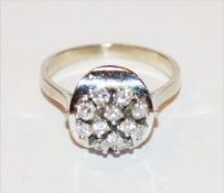 14 k Weißgold Ring mit 12 Diamanten, 4,8 gr., Gr. 60
