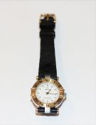 Omega Constellation Damen-Quarzuhr, 'Manhattan', Stahl/Gold mit Leder-Armband