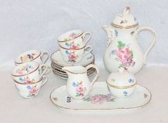Hutschenreuther Mokka-Service, Form Dresden, Dekor Moritzburg, Mokkakanne, Milch und Zucker auf