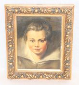 Gemälde ÖL/LW/Holz Replik 'Kinderkopf, Poirtrait der Clara Serena Rubens', undeutlich signiert,