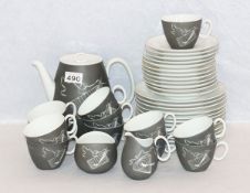 Johann Haviland Bavaria Kaffee-Service, Papageno, Kaffeekanne, Milch und Zucker, 12 Kuchenteller, 12