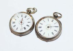 2 Silber Schlüssel Taschenuhren, Schlüssel fehlen, defekt, Gebrauchsspuren