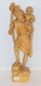 Holzskulptur 'St. Christophorus', gebeizt, H 61 cm