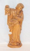 Holz Skulptur 'Heiliger Josef', mit Laterne und Zimmermannswerkzeug, gebeizt, H 46 cm