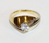 14 k Gelbgold geprüfter Diamantring, 6 gr., Gr. 51