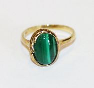 8 k Gelbgold Ring mit Malachit, Gr. 54, 2,9 gr.