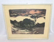 Lithographie 'Abstrakte Darstellung', nach Emil Nolde, unter Glas gerahmt, Rahmen bestossen, incl.