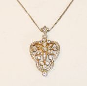 Dekorativer Sterlingsilber Anhänger mit Glassteinen verziert, 4 cm x 2,5 cm, an Sterlingsilber