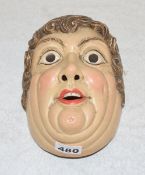 Werdenfelser Holzlarve 'Mann', gefaßt, datiert 89 G, 23,5 cm x 17 cm