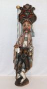 Holzskulptur 'Schellenrührer'. schön geschnitzt und farbig gefaßt, farbig gefaßt, rückseitig bez.