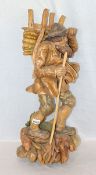 Holzskulptur 'Wanderer', gebeizt, H 73 cm