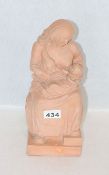Terracotta Figurenskulptur 'Mutter mit Kind', signiert Gustav Noll, H 30 cm