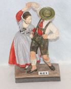 Holz Figurenskulptur 'Werdenfelser Tanzpaar', farbig gefaßt, H 31 cm