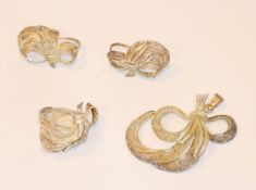 Silber Schmuck-Set, feine filigrane Handarbeit, Anhänger, Ring und Paar Ohrringe zum Schrauben,