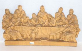 Holz Relief 'Abendmahl', gebeizt, H 38,5 cm, B 70 cm