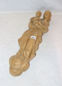 Holz Wandfigur 'Maria mit Kind', rückseitig monogrammiert AS, gebeizt, H 57 cm
