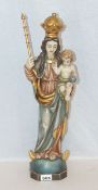 Holzskulptur 'Gekrönte Maria mit Kind', farbig gefaßt, berieben, H 55 cm