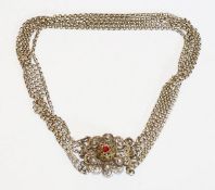 Kinder-Kropfkette, 800 Silber, filigrane Handarbeit, 5-reihig, L 33 cm, 29,5 gr.