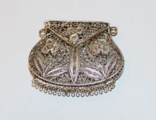 Filigranes Silber Täschchen mit 2 seitlichen Ösen, 15 gr., 4 cm x 5 cm