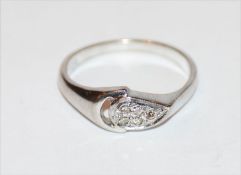 18 k Weißgold Ring mit Diamanten, 3,1 gr., Gr. 55
